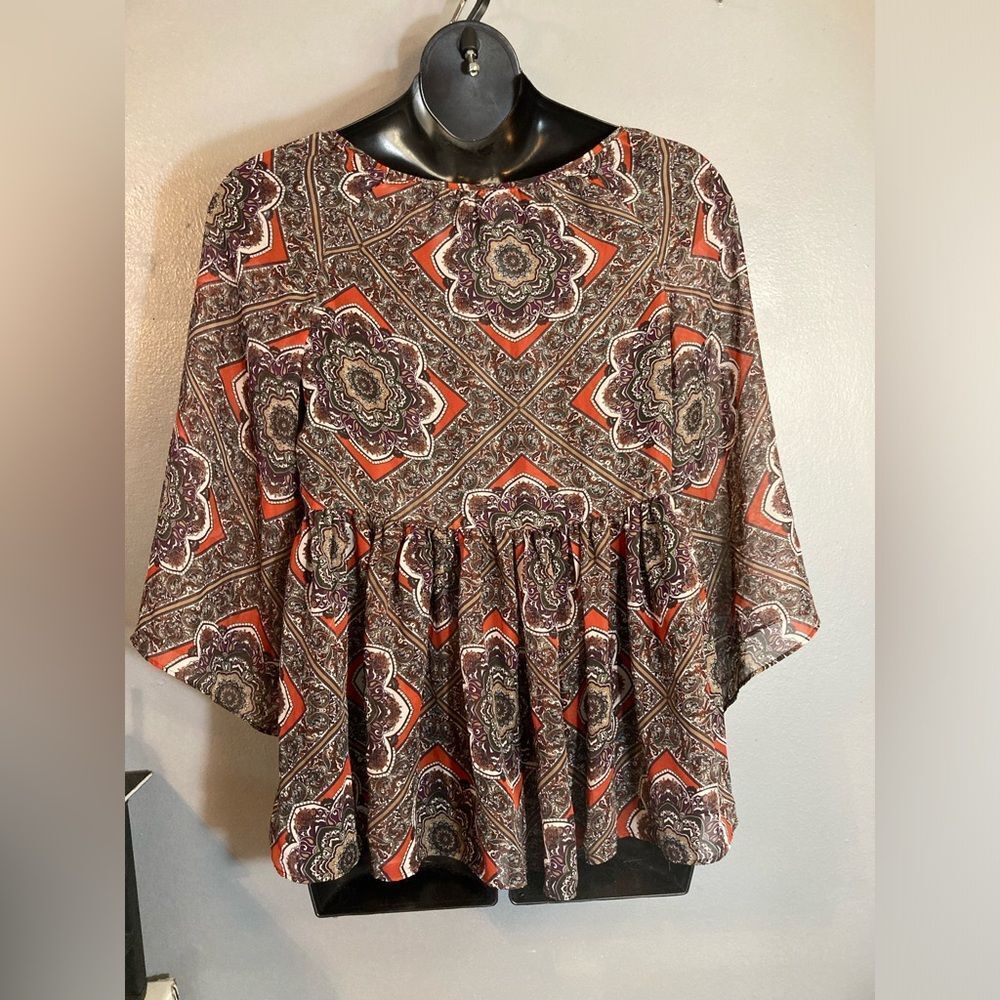 AB Studio red&purple sheer blouse - Picture 6 of 6